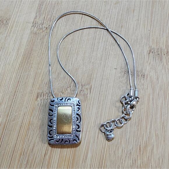 BRIGHTON RHYTHMS Black & Gold Crystal Rectangle Reversible NECKLACE - Picture 6 of 8